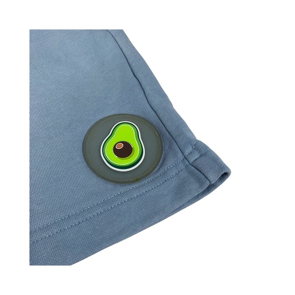 Eubi Avocado Patch Lounge Sweat Shorts Blue Size Small Cotton Zip Pockets - Picture 3 of 9